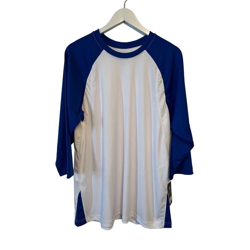 NWT Champro 3/4 sleeve white and royal blue baseball shirt - XL